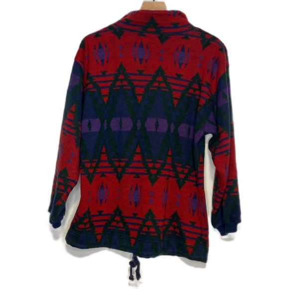 Vintage Impact Quarter Zip Pullover Sweatshirt Small 90s Western Aztec Southwest - Picture 2 of 5